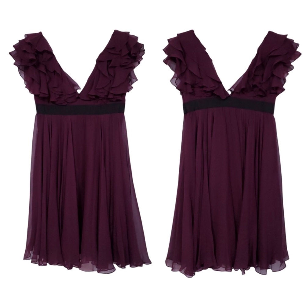 Marchesa Notte Ruffled V-Neck Dress - Picture 5 of 12